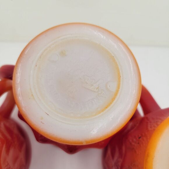 Lot Of 3 Vintage Fire King Mug Set ORANGE/ RED Kimberly Diamond Anchor Hocking - Picture 11 of 15